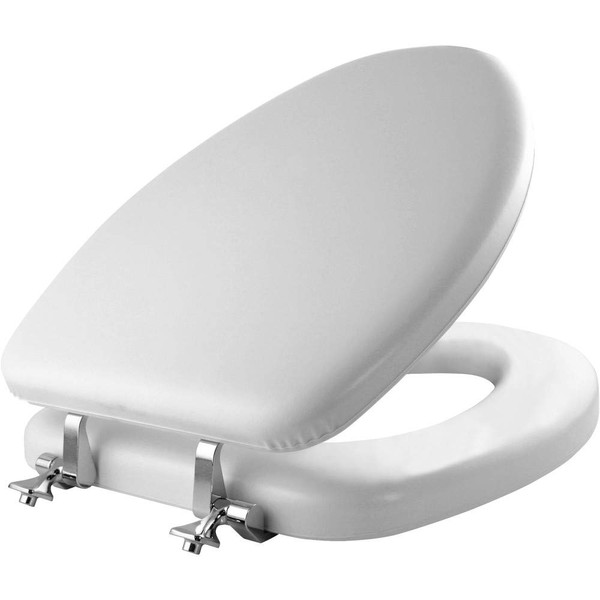 Mayfair 1815CP 000 Soft Toilet Seat with Premium Chrome Hinges that will Never Loosen, ELONGATED, White