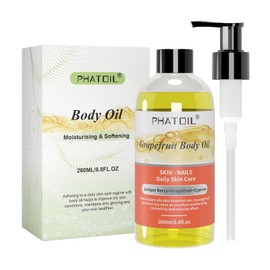 PHATOIL Body Oil with Juniper Berry, Grapefruit, Cypress, Grapefruit Body Oil for Dry Skin, Nails Care, Natural Moisturizer for Women, Men, 260ml, All Skin Types