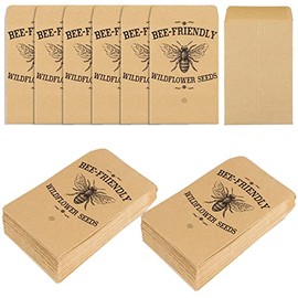 Whaline 200 Pack Bee Friendly Self-Adhesive Coin Envelope Small Kraft Envelope Wildflower Packets for Baby Shower Small Flower Storage Packets for Garden Wedding Gift Party Favors, 3.5 x 2.4 Inch