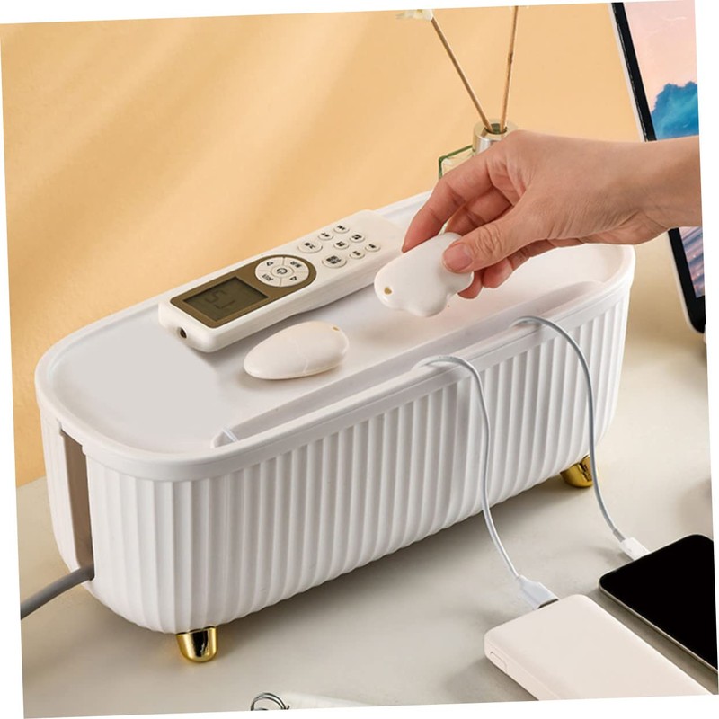 OSALADI Cable Management Box with Lid Stylish Storage for Cords