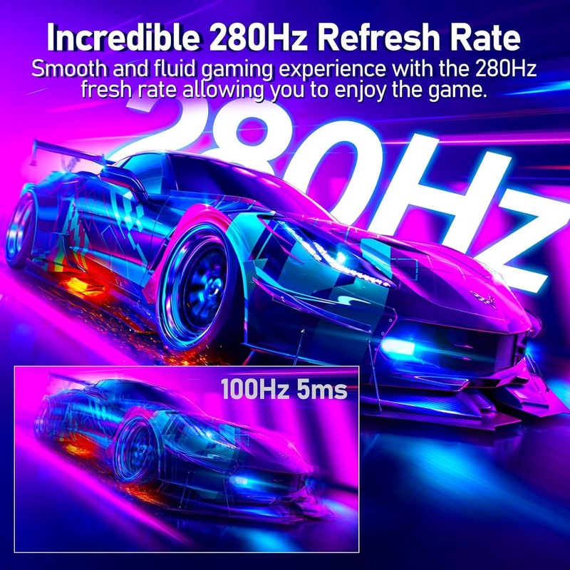 ZZA 27" Curved Gaming Monitor, Support 240Hz，Up to 280Hz, FHD