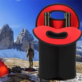 OUKENS Wine Bottle Tote, 750ml 2 Bottles Hand‑Held Neoprene Insulated Wine Bottle Bag Hand Bag for Travel with Secure Carry Handle