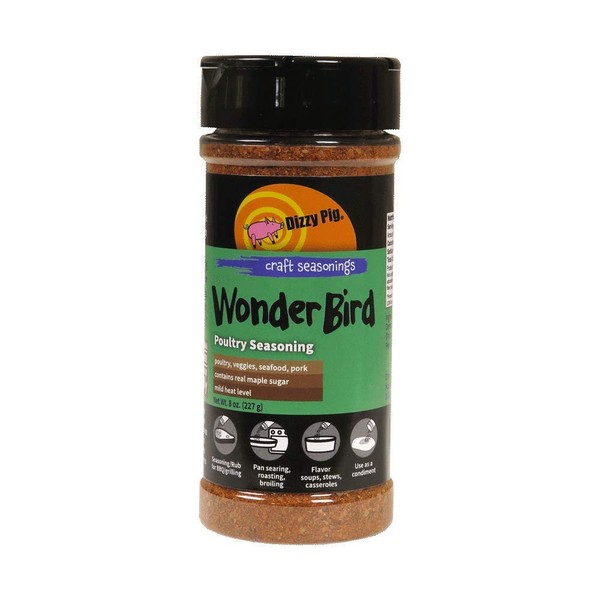 Dizzy Pig Wonder Bird Poultry BBQ Seasoning Spice and Dry Rub - All Purpose Blend for Chicken, Turkey and More - Natural, No MSG - 8 oz