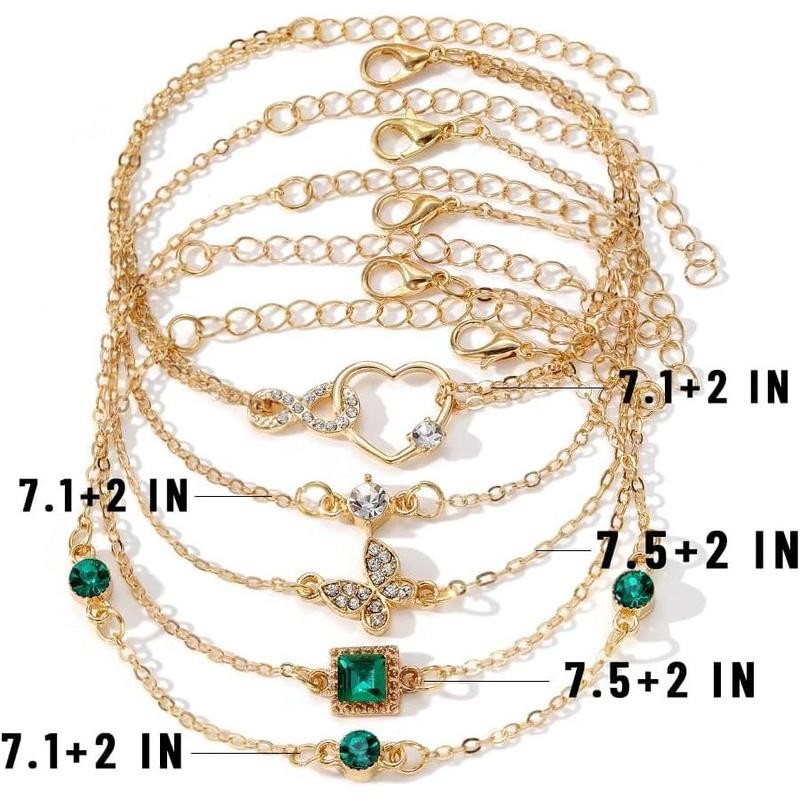 Gold Bracelets for Women, 14K Gold Plated Dainty Layered Chain