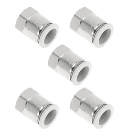 Motoforti Push to Connect Air Fittings 5/8" Female Thread Air Line Quick Connector Plastic Metal 3/8"BSPT 5 Pcs White Silver Tone