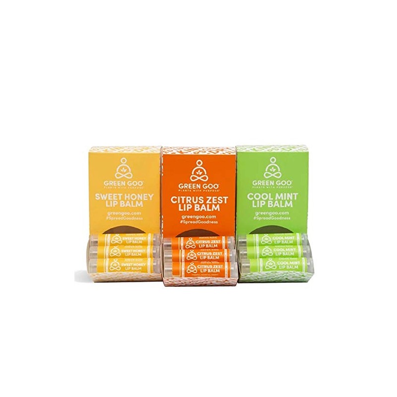 Green Goo All-Natural Lip Balm, Cool Mint, 0.15-ounce Stick, 4-pack
