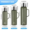 Insulated Vacuum Thermo Bottle 50oz with Cup lid Leakproof Stainless