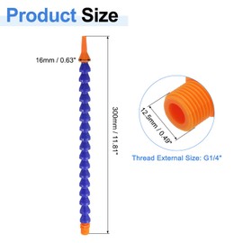 sourcing map 4Pcs G1/4" Thread Flexible Water Oil Coolant Pipe Hose, 300mm Plastic Adjustable Round Nozzle Cooling Pipe Hose with Internal Tube for Lathe CNC Water Cooling System