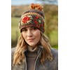 Pachamama Women Wool Beanie Bobble Hat Fleece Lined Hand Crocheted