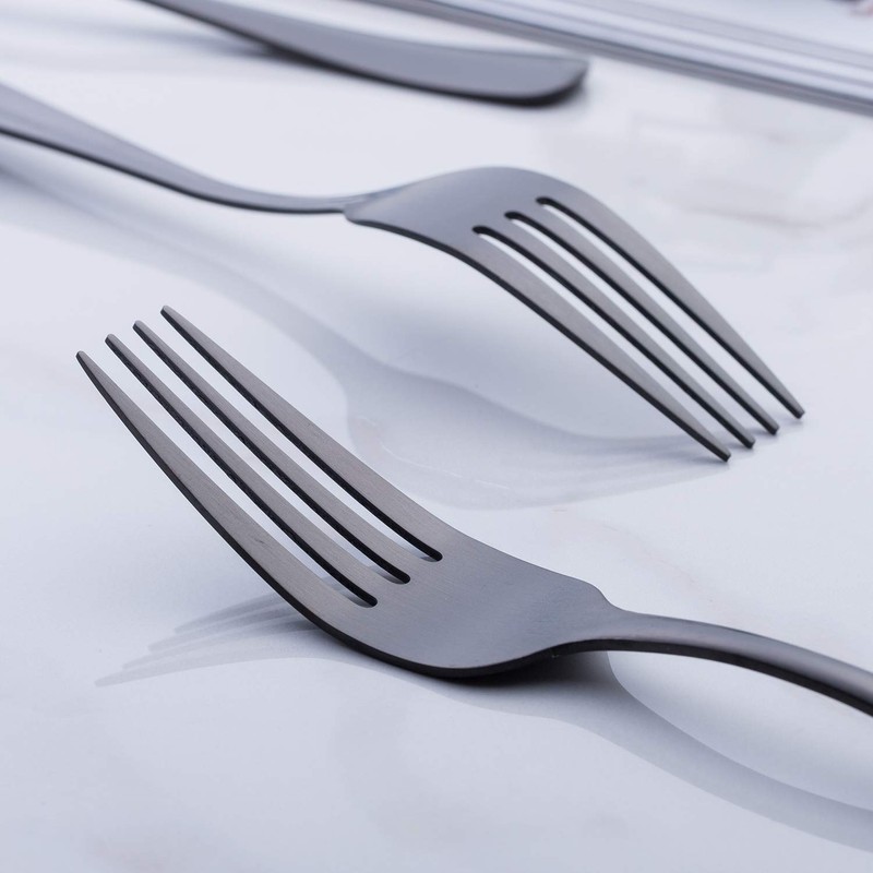 Matte Black Dinner Fork, GoGeiLi Stainless Steel Satin Finish 8.0-inch