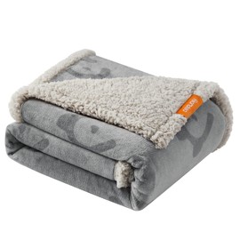 Feandrea Waterproof Dog Blanket, Sherpa Fleece Pet Blanket for Small Medium Dogs, Cats, 127 x 101 cm, L, Machine Washable, Double-Sided Sofa Cover Protector, Grey PPB050G01
