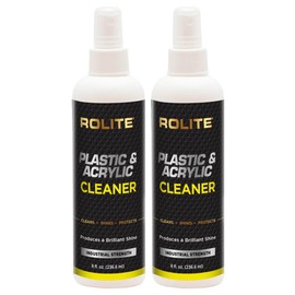 Rolite Plastic & Acrylic Cleaner Spray, 8 fl. oz, 2 Pack, High Shine Protectant and Polish for Non-Porous Surfaces, Safe for Windshields, Windows, Headlights, and Retail Displays