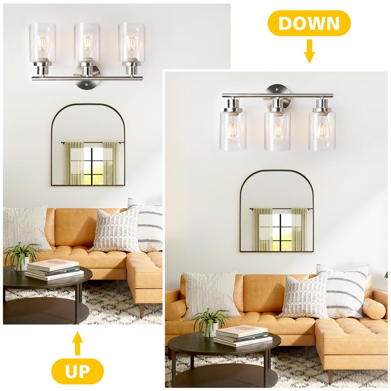 Unicozin 3 Light Vanity Lights, Brushed Nickel Wall Sconce Light