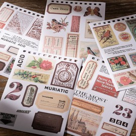 YagCu Vintage Scrapbook Sticker Book for Journaling, 532Pcs Pre-Cut Journal Stickers, Ephemera for Junk Journal Supplies, Scrapbooking Materials Crafts Arts Bujo for Adults