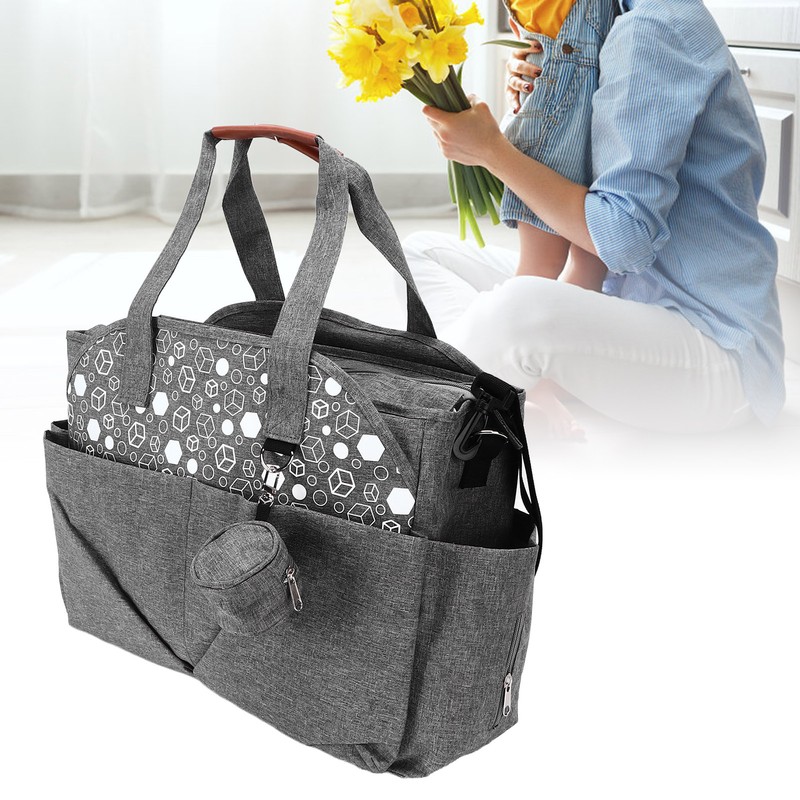 Diaper Bag Large Size Multi Pockets Gray Portable Diaper Tote