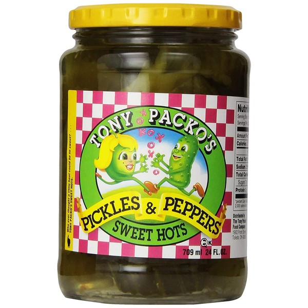 Tony Packos Sweet Hot Pickles and Peppers - 12 Jars