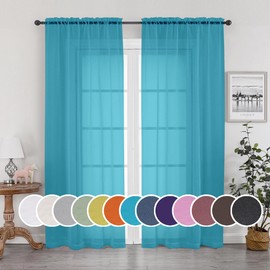 OWENIE Sheer Marine Curtains, Sheer Curtains 84 inch Length 2 Panels Set, Rod Pocket Voile Fimly Sheer Drapes for Living Room/Bedroom, 2pcs, Each 42" W x 84" L