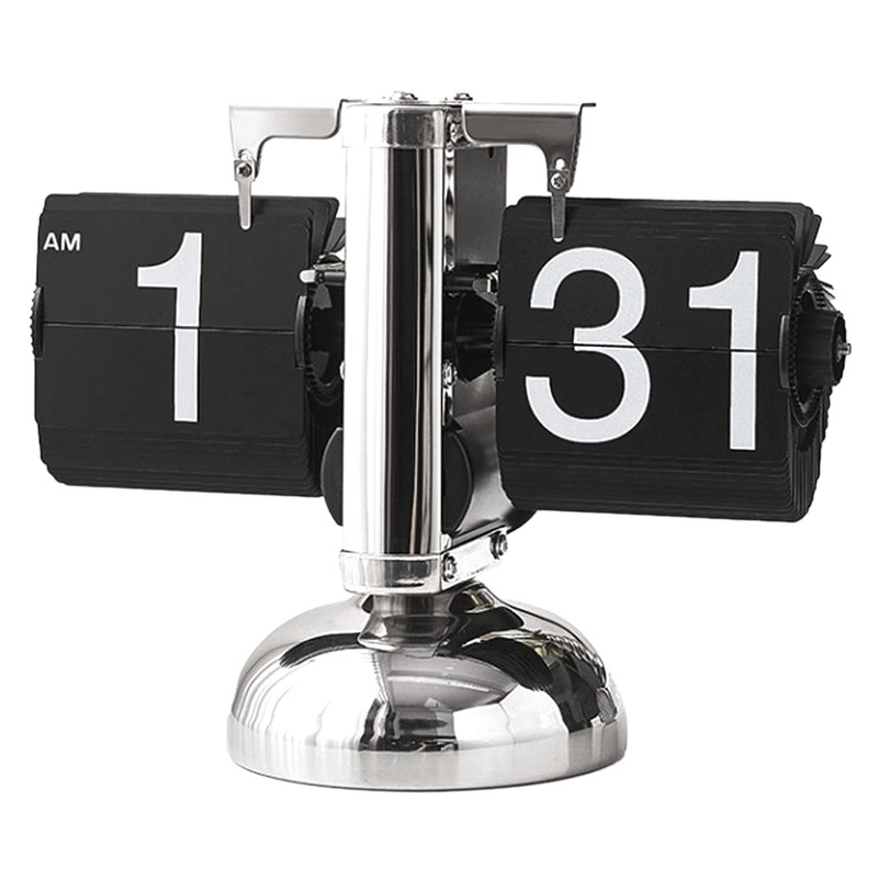 Reloj Abatible Retro Minimalista, Reloj de Escritorio Mecánico con Tapa