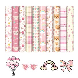 HTVSTD Boho Heat Transfer Vinyl -10 Sheets 12'' x 10''Rainbow/Heart/Star Pattern HTV Plaid Iron on Vinyl for T-Shirts