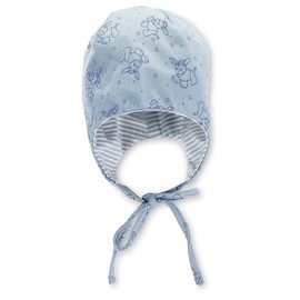 Sterntaler Baby Boys Hat Baby GOTS Donkey Hat – Hat Baby Cap Children – Printed Jersey with Donkeys and Tie Band – Blue, lightblue