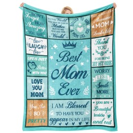 Best Mom Blanket, Mom Birthday Gifts, Unique Birthday Gifts for Women - Anniversary Christmas Valentines Gift for Mother, Blanket to Mama from Daughter Son, Flannel Throw Blanket 60"x50", Green