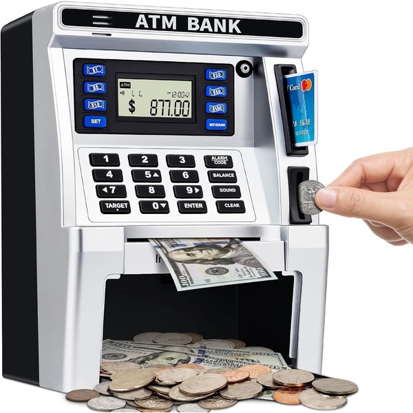 Jyusmile ATM Piggy Bank for Kids, ATM Machine for Real