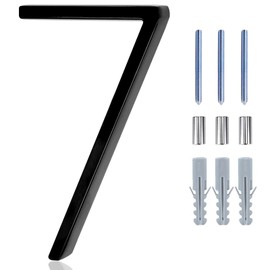 House Address Numbers, 5 Inch Modern Metal House Numbers, Floating Numbers for Garden Door Mail Box Decor with Nail Kit and Instructions, Black (Number 7)