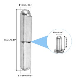 uxcell Weld Barrel Hinges,10 Pack 3" Long 5/8" Diameter - 304 Stainless Steel Weldable Detachable Round Body Weld Hinges for Metal Gate Swing Door Trailer Ramp, Dia 5/16" Pin