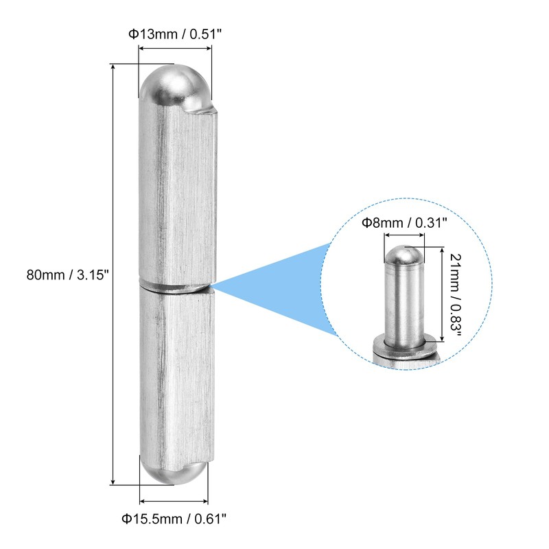 uxcell Weld Barrel Hinges,10 Pack 3" Long 5/8" Diameter -