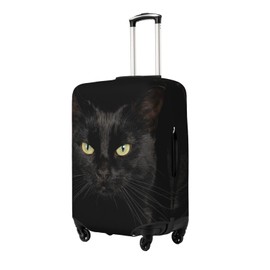 Richugui Cool Black Cat with Green Eyes Luggage Cover Elastic Washable Stretch Suitcase Travel Suitcase Protector Anti-Scratch Cover for Kid and Adult (L)