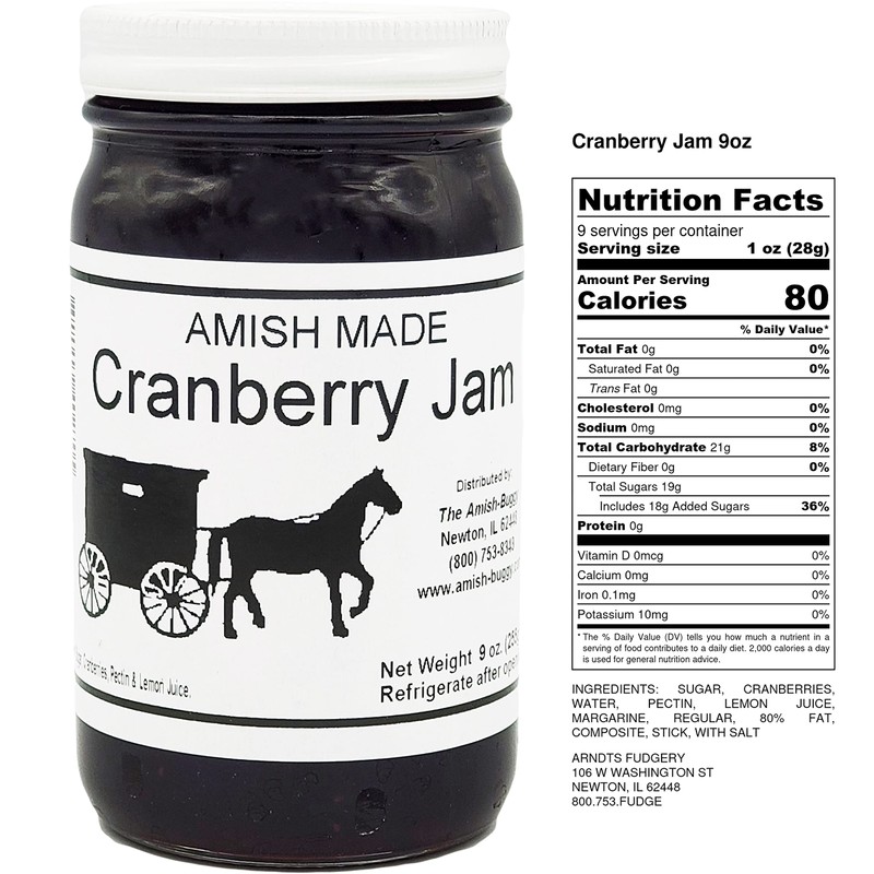 Amish Jam Cranberry - "8 Oz. Jar - Qty 3"