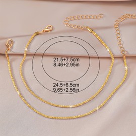 BRDTKUGV Gold Anklets for Women, Layered Ankle Bracelets for WomenGold, Adjustable Gold Anklet, for Women Dainty, 24.5cm Anklet, Waterproof Jewellery for Women, Dainty Beach Womens Ankle Chains