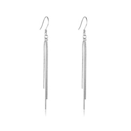 Bellitia Jewelry Women's Tassel Earrings 925 Sterling Silver Earrings Shiny Long Drop Earrings Women Girls Birthday Anniversary Gifts, Sterling Silver