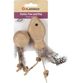 Flamingo Cat Toy Yutsa Fish & Ball - Brown | Natural, Interactive & Relaxing!