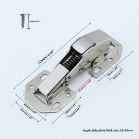 4 Pcs Hidden Soft Close Cabinet Door Hinges| 4.4 Inch 90 Degree Surface Mount Hidden Spring Cabinet Hinge for Frameless Wardrobe/Kitchen Cabinet/Closet | Concealed Slow Closing