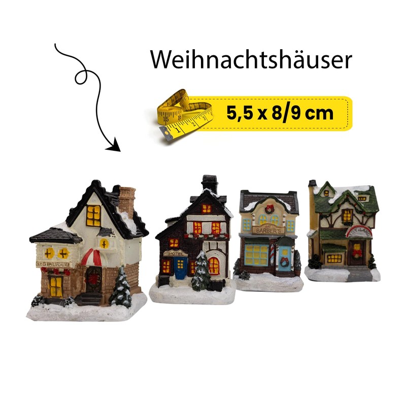 hausleben Christmas Town Christmas Village with Lighting 4 Pieces