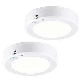 LIT-PaTH Battery Operated Motion Sensor Ceiling Light, 6.1inch 5000K Wireless Motion Light Indoor, 140 Lumens Battery Powered Cordless Lamps for Hallway Stair Laundry,2-Pack(Battery Not Included)