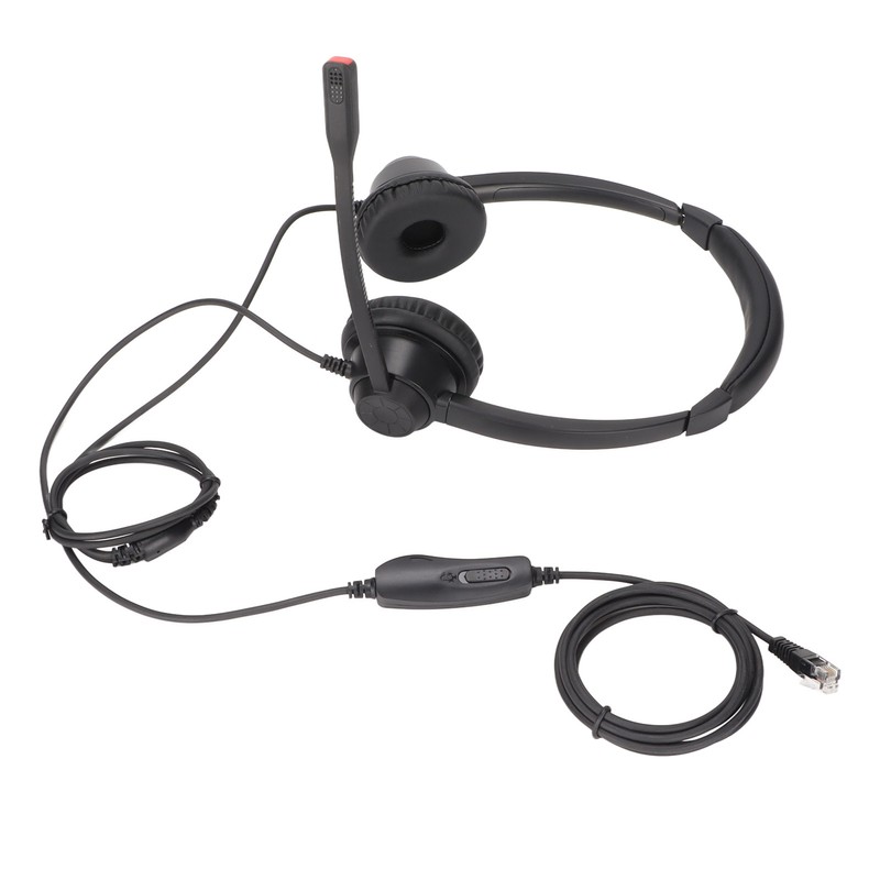 RJ9 Headset Noise Cancelling Mute Function Corded Business Headphone with