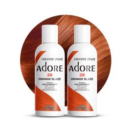 Adore Adore Semi Permanent Hair Color - Vegan and Cruelty-Free Orange Hair Dye - 4 Fl Oz - 039 Orange Blaze (Pack of 2)