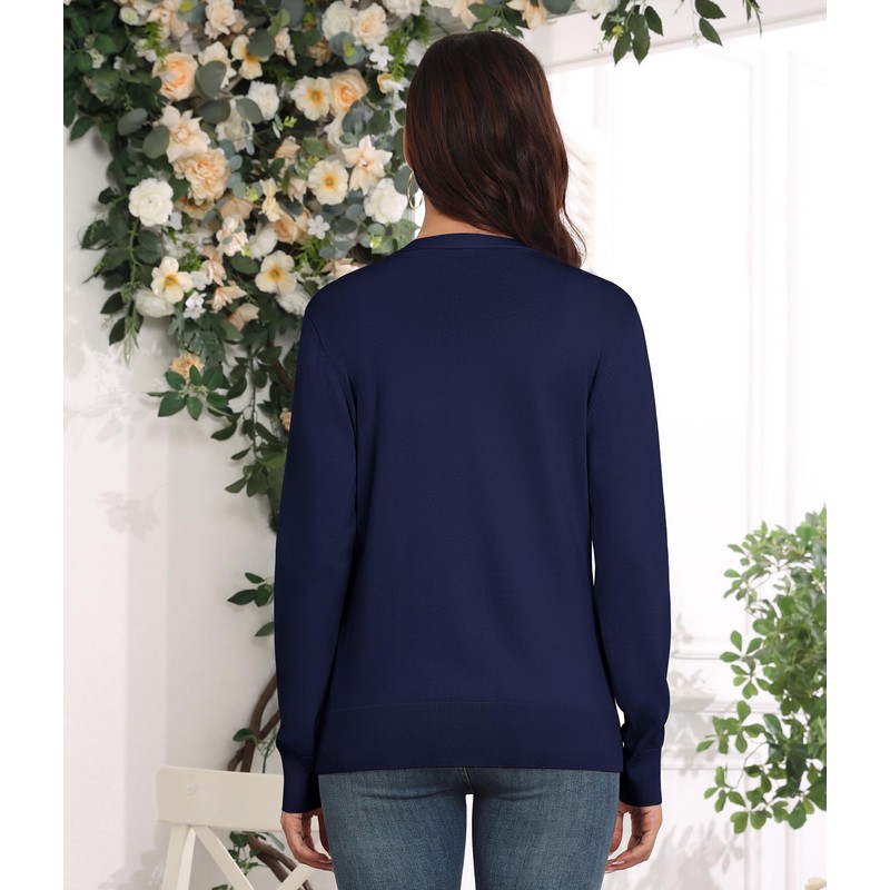 Anelune Women's Cardigans Button Down V Neck Casual Sweater Open