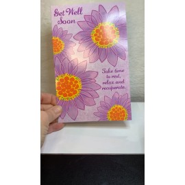Unbranded Get Well Soon Greeting Card Beautiful Purple Flowers Healing Thoughts