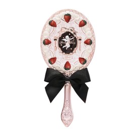 Flower Knows - Espejo de Mano de Cupido de Fresa, Espejo de Mano clásico, Espejo de Princesa Elegante y Bonito con Mango Largo, Regalo para niñas y Mujeres (licuado lechoso)