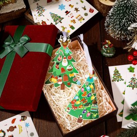 48 Pieces Christmas Tree Craft Kit for Kids Christmas Arts and Crafts Make Your Own Christmas Craft Project for Kid DIY Christmas Tree Ornament Kit Self Adhesive Sticker Sheet for Xmas Tree Decoration