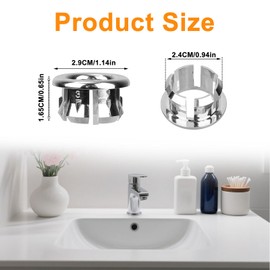 4pcs Sink Overflow Ring, Chrome Bathroom Sink Overflow Trim Ring Universal Fit Drain Cover Hole Insert Cap for Basin Vanity & Ceramic Sinks
