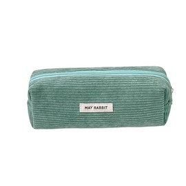 LEYILE Corduroy Pencil Case Stationery Bag Large Capacity Pencil Case Makeup Bag School Office Supplies for Students, light green