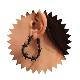 Dervivea Punk Thorn Heart Dangle Earrings Black Heart Hoop Earrings Barbed Wire Heart Earrings Love Heart Drop Earrings Hollow Heart Hoop Stud Earrings Jewelry for Women and Girls