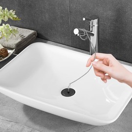 Yeenano Sink Plug,2 Pcs Kitchen Sink Plug Universal Rubber Drain Stopper with Stainless Steel Chain Sink Plug Replacement For Bathtub Sink Bathroom Kitchen Home(Size 42mm To 45mm,Chain 45cm)