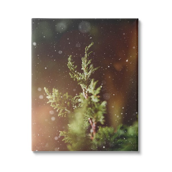 Stupell Industries Winter Snowfall Night Pine Tree Canvas Wall Art,