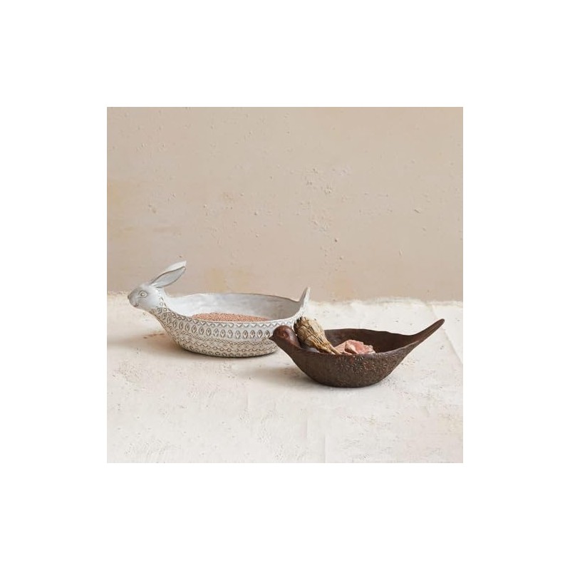 Debossed Stoneware Rabbit Bowl (Each One Will Vary)