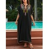 Women V Neck Embroidery Loose Kaftan Kimono Cardigan Casual Beach